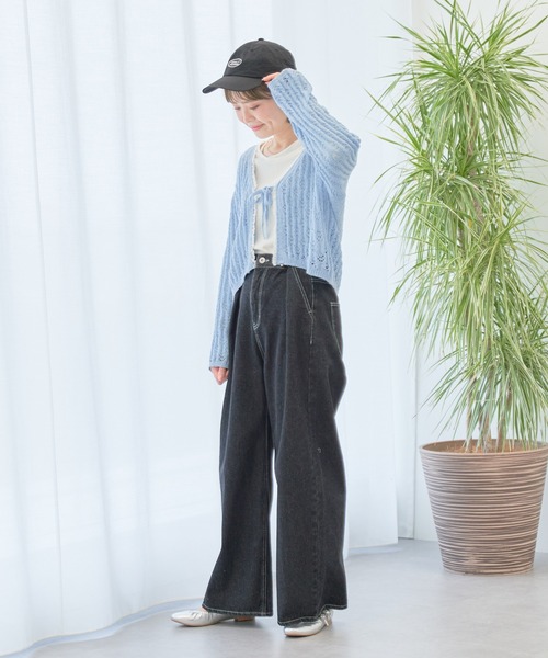 earth music&ecology（アースミュージックアンドエコロジー）の「テープヤーンリボンカーディガン（カーディガン/ボレロ・レディース・ライトパープル/モカ/ライトブルー/クリーム・FREE）」の9枚目の写真