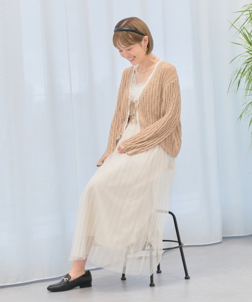 earth music&ecology（アースミュージックアンドエコロジー）の「テープヤーンリボンカーディガン（カーディガン/ボレロ・レディース・ライトパープル/モカ/ライトブルー/クリーム・FREE）」の13枚目の写真