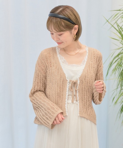 earth music&ecology（アースミュージックアンドエコロジー）の「テープヤーンリボンカーディガン（カーディガン/ボレロ・レディース・ライトパープル/モカ/ライトブルー/クリーム・FREE）」の17枚目の写真