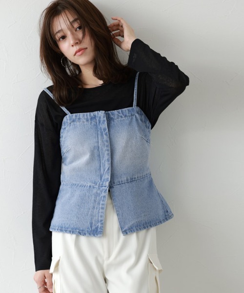 Pierrot（ピエロ）の「デニムビスチェ（ベスト・レディース・ブルー/サックスブルー・L/M）」の18枚目の写真