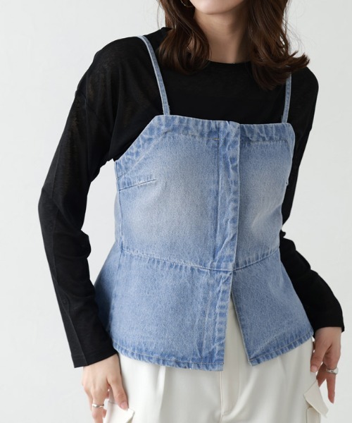 Pierrot（ピエロ）の「デニムビスチェ（ベスト・レディース・ブルー/サックスブルー・L/M）」の19枚目の写真