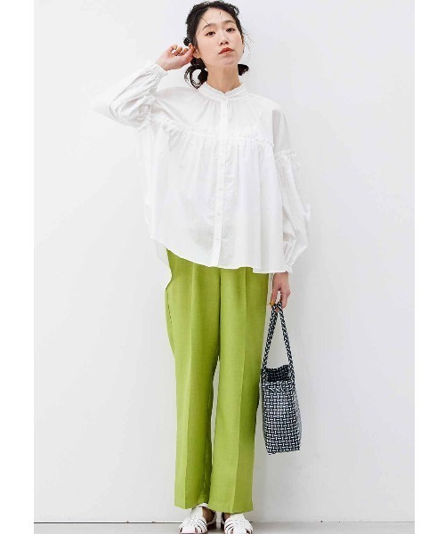 Live in comfort(リブインコンフォート)の「リブ イン コンフォート 大人に似合う 甘すぎないコットンフリルブラウス(シャツ/ブラウス・レディース・ホワイト/ミント/ブラック/ラベンダー・X-LARGE/LARGE/MEDIUM/SMALL/XX-LARGE)」の5枚目の写真