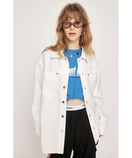 SLY（スライ）の「DENIM DETAIL SH JK デニム ディティール シャツ ジャケット（デニムジャケット・レディース・アイボリー/杢グレー・FREE）」の6枚目の写真