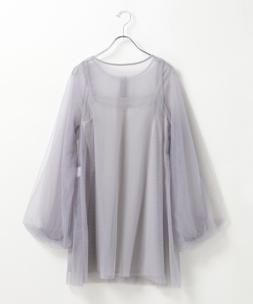 Heather（ヘザー）の「サッシュ付きチュールチュニックブラウス