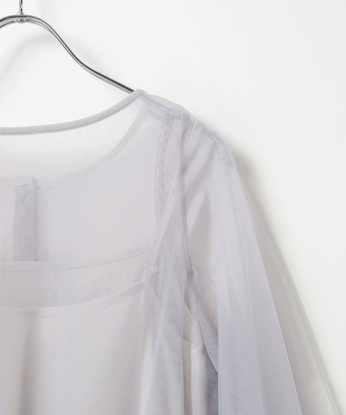 Heather（ヘザー）の「サッシュ付きチュールチュニックブラウス　111545（シャツ/ブラウス・レディース・ブラック/オフホワイト/グレー・FREE）」の17枚目の写真