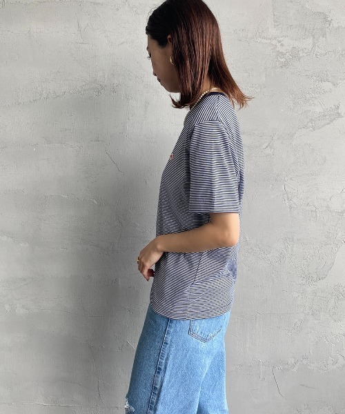 DANTON（ダントン）の「[DANTON/ダントン] ワンポイントロゴ ショートスリーブTシャツ（Tシャツ/カットソー・レディース・ネイビー系/ピンク/ブラック/サックスブルー/ネイビー/レッド/ホワイト/チャコール/グレイッシュベージュ/グレー・S size/M size/XL/M/L/S/Msize）」の22枚目の写真