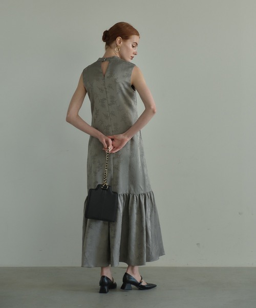 ANDRESD(アンドレスド)の「chinoiserie tiered hem dress / シノワズリティアードヘムドレス 結婚式 二次会 同窓会 成人式 ディナー お呼ばれワンピース パーティードレス オケージョンドレス(ドレス・レディース・グレー/ダークオレンジ/ネイビー/イエロー・M/L/S)」の9枚目の写真