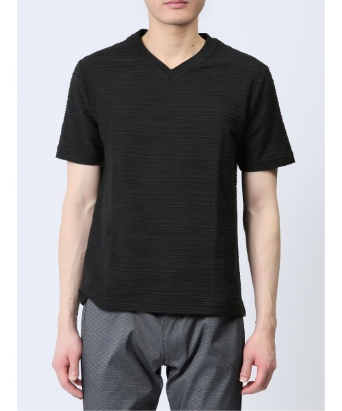TAKA-Q(タカキュー)の「【綿混】タカキュー タックボーダー Vネック 半袖 Tシャツ(Tシャツ/カットソー・メンズ・ブラック/ホワイト/ネイビー・X-LARGE/LARGE/MEDIUM)」の6枚目の写真