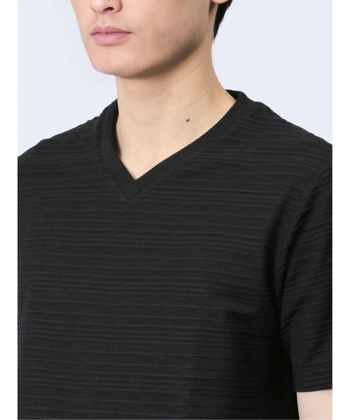 TAKA-Q(タカキュー)の「【綿混】タカキュー タックボーダー Vネック 半袖 Tシャツ(Tシャツ/カットソー・メンズ・ブラック/ホワイト/ネイビー・X-LARGE/LARGE/MEDIUM)」の9枚目の写真