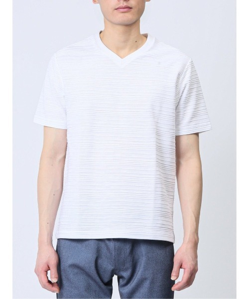 TAKA-Q(タカキュー)の「【綿混】タカキュー タックボーダー Vネック 半袖 Tシャツ(Tシャツ/カットソー・メンズ・ブラック/ホワイト/ネイビー・X-LARGE/LARGE/MEDIUM)」の17枚目の写真