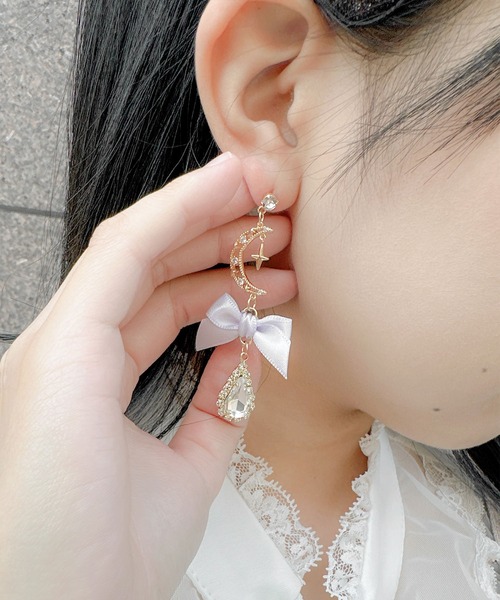 ピアス アクセサリー 小さめピアス 金アレ対応 リボンピアス