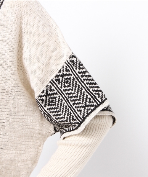 SEVENDAYS=SUNDAY（セブンデイズサンデイ）の「綿麻スラブ　ジャカードトッパーカーディガン（カーディガン/ボレロ・レディース・ネイビー/オフホワイト/グレー・FREE）」の8枚目の写真