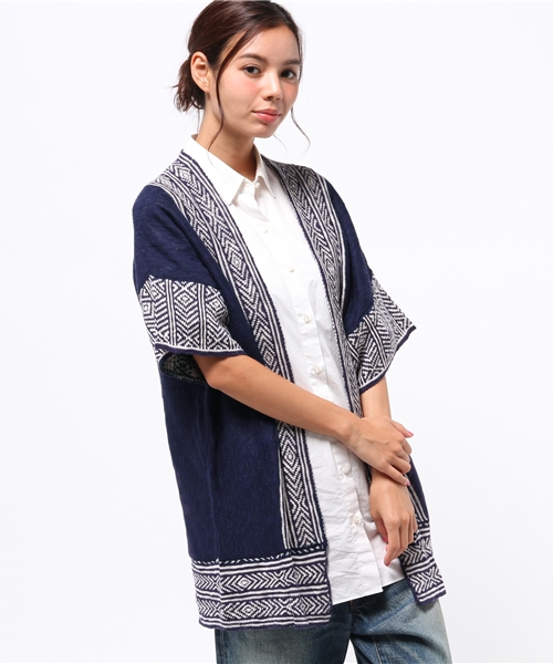 SEVENDAYS=SUNDAY（セブンデイズサンデイ）の「綿麻スラブ　ジャカードトッパーカーディガン（カーディガン/ボレロ・レディース・ネイビー/オフホワイト/グレー・FREE）」の13枚目の写真