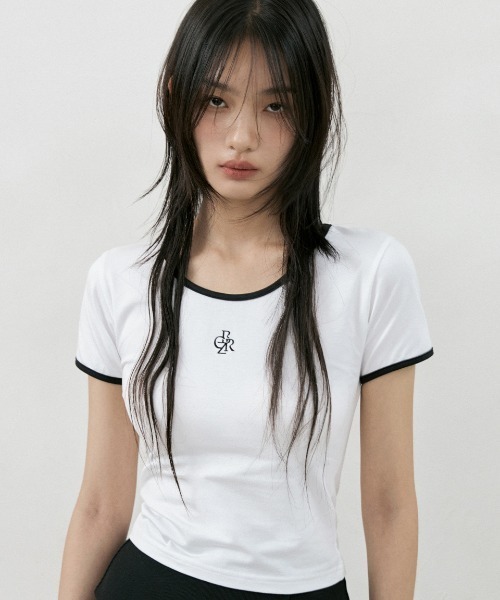 Tシャツ・カットソー citybreeze Square neck line color combination short sleeve t CITYBREEZE] SQUARE NECK LINE COLOR SCHEME SHORT SLEEVE