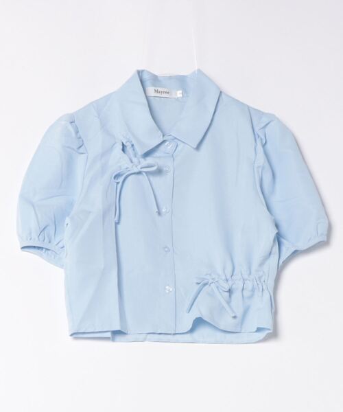 Mayree（メイリー）の「【Mayree】リボン　パフスリーブブラウス（Tシャツ/カットソー・レディース・ブルー・X-LARGE/MEDIUM/SMALL/LARGE）」の6枚目の写真