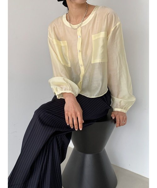ブラウス シャツ 「DIDOT.」テンセル シアークロップド ブラウス レディース Didot.showroom ブラウス シャツ 「DIDOT.」テンセル シアー