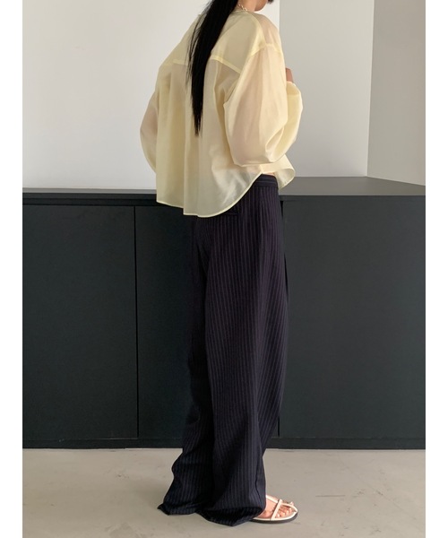 Didot.showroom(ディドット ショールーム)の「【DIDOT.】テンセル シアークロップド ブラウス(シャツ/ブラウス・レディース・クリーム/チャコール/サーモンピンク・FREE)」の11枚目の写真