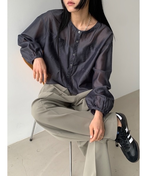 セール】【DIDOT.】テンセル シアークロップド ブラウス（シャツ