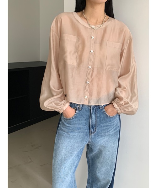 Didot.showroom(ディドット ショールーム)の「【DIDOT.】テンセル シアークロップド ブラウス(シャツ/ブラウス・レディース・クリーム/チャコール/サーモンピンク・FREE)」の19枚目の写真