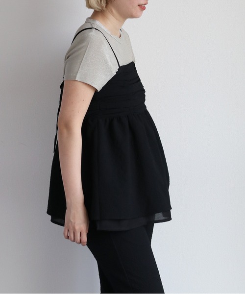 cepo（セポ）の「リサイクルポリサッカー キャミビスチェ＜セットアップ可能＞（キャミソール・レディース・ブラック/ブラック×ホワイト/オリーブ・M）」の18枚目の写真