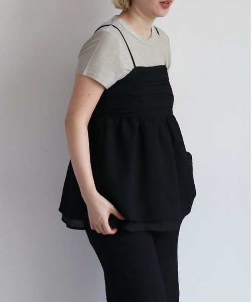 cepo（セポ）の「リサイクルポリサッカー キャミビスチェ＜セットアップ可能＞（キャミソール・レディース・ブラック/ブラック×ホワイト/オリーブ・M）」の19枚目の写真