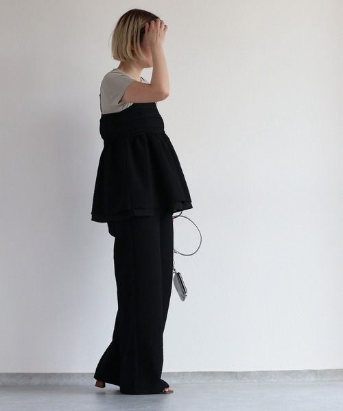 cepo（セポ）の「リサイクルポリサッカー キャミビスチェ＜セットアップ可能＞（キャミソール・レディース・ブラック/ブラック×ホワイト/オリーブ・M）」の15枚目の写真