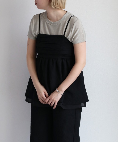 cepo（セポ）の「リサイクルポリサッカー キャミビスチェ＜セットアップ可能＞（キャミソール・レディース・ブラック/ブラック×ホワイト/オリーブ・M）」の20枚目の写真