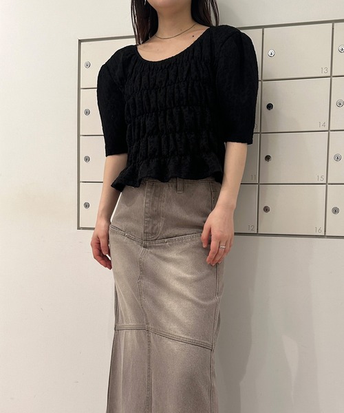 solleim（ソルレム）の「シャーリングパフスリーブブラウス（シャツ/ブラウス・レディース・ブラック/オフホワイト・M）」の11枚目の写真
