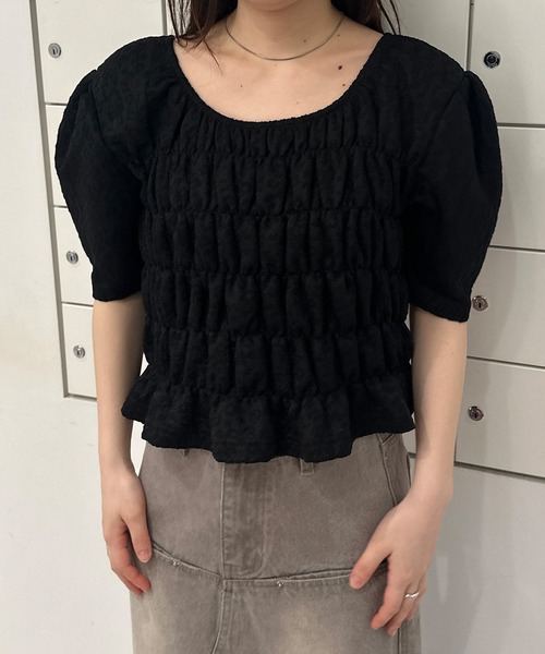 solleim（ソルレム）の「シャーリングパフスリーブブラウス（シャツ/ブラウス・レディース・ブラック/オフホワイト・M）」の17枚目の写真