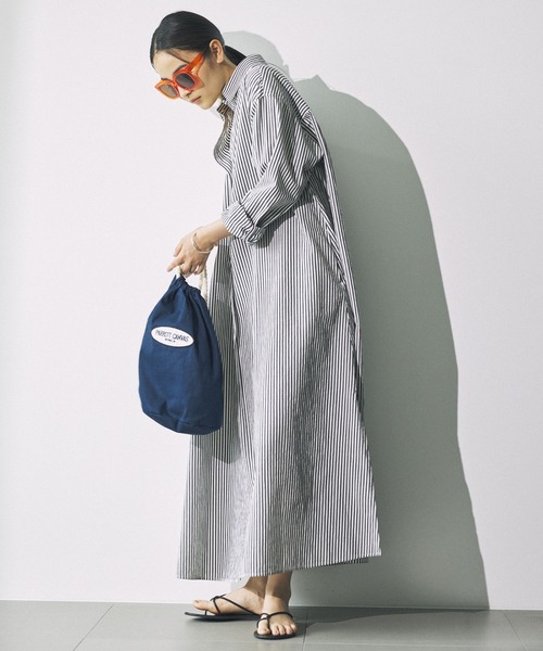 PARROTT CANVAS（パロットキャンバス）の「[OT]【PARROTT CANVAS】＜別注＞キンチャクバッグ（ハンドバッグ・レディース・オフホワイト/ネイビー・フリー）」の3枚目の写真