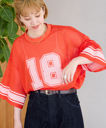 B.C STOCK（ベーセーストック）の「Gleamy/グリーミー ナンバリングメッシュプルオーバー（その他トップス）」