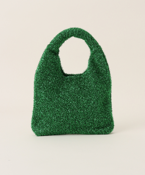 B.C STOCK(ベーセーストック)の「ラメニットバッグ 小(ハンドバッグ・レディース・グリーン/ゴールド/シルバー/ブラック・FREE)」の15枚目の写真