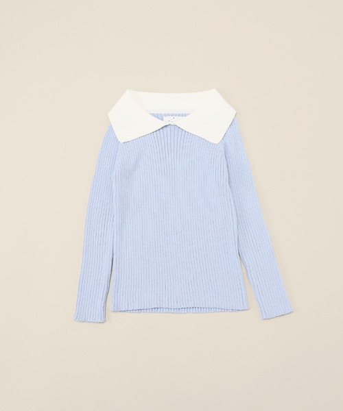 襟付きコットンリブプルオーバー kids(100cm-140cm)（ニット/セーター）｜IENA ENFANT（イエナアンファン）