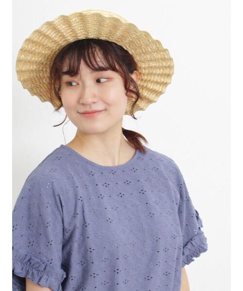 Samansa Mos2（サマンサ モスモス）の「アイレットジャカードフリルカットソー（Tシャツ/カットソー・レディース・キナリ/ブルー/グリーン/ブラック・F）」の4枚目の写真