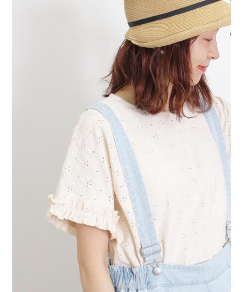 Samansa Mos2（サマンサ モスモス）の「アイレットジャカードフリルカットソー（Tシャツ/カットソー・レディース・キナリ/ブルー/グリーン/ブラック・F）」の11枚目の写真