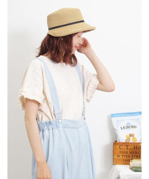 Samansa Mos2（サマンサ モスモス）の「アイレットジャカードフリルカットソー（Tシャツ/カットソー・レディース・キナリ/ブルー/グリーン/ブラック・F）」の9枚目の写真