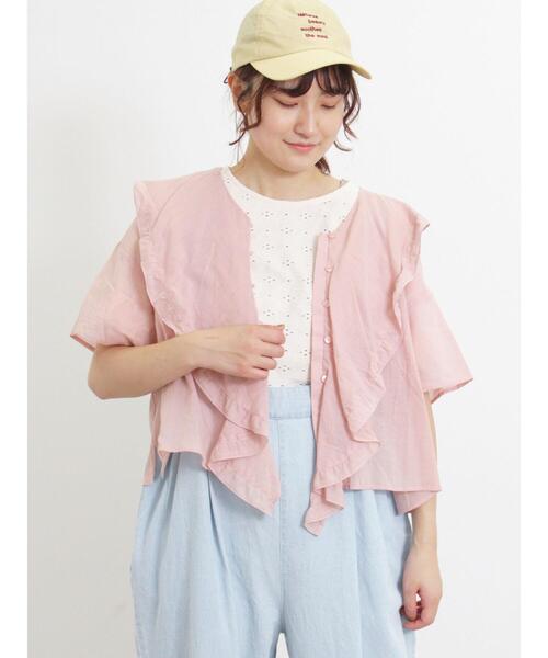 Samansa Mos2（サマンサ モスモス）の「アイレットジャカードフリルカットソー（Tシャツ/カットソー・レディース・キナリ/ブルー/グリーン/ブラック・F）」の17枚目の写真