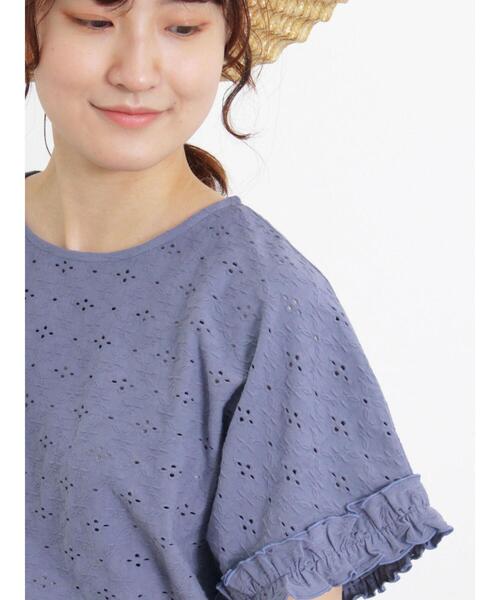 Samansa Mos2（サマンサ モスモス）の「アイレットジャカードフリルカットソー（Tシャツ/カットソー・レディース・キナリ/ブルー/グリーン/ブラック・F）」の13枚目の写真