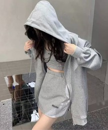 Chick（チック）の「▲【3点セット】キャミソール+ミニスカート+オーバーサイズパーカー セットアップ（ルームウェア/パジャマ・レディース）」