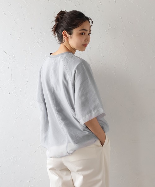 Bonjour Sagan(ボンジュールサガン)の「オーガンジーラグランTシャツ(Tシャツ/カットソー・レディース・オフホワイト/グレイッシュベージュ/ブルーグレー・FREE)」の10枚目の写真