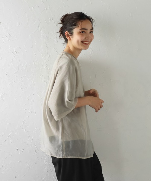 Bonjour Sagan(ボンジュールサガン)の「オーガンジーラグランTシャツ(Tシャツ/カットソー・レディース・オフホワイト/グレイッシュベージュ/ブルーグレー・FREE)」の16枚目の写真