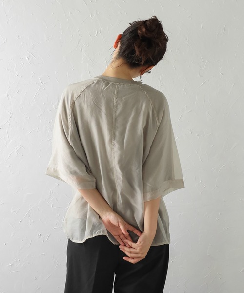 Bonjour Sagan(ボンジュールサガン)の「オーガンジーラグランTシャツ(Tシャツ/カットソー・レディース・オフホワイト/グレイッシュベージュ/ブルーグレー・FREE)」の17枚目の写真