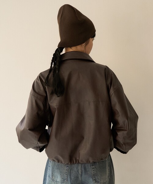 FREAK'S STORE（フリークスストア）の「フェイクレザー ショートブルゾン（ブルゾン・レディース・ブラウン/ブラック/オフホワイト・ﾌﾘ-）」の18枚目の写真