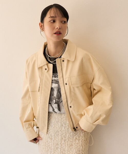 【美品】フェイクレザーショートブルゾン ブラウン フリーサイズ FREAK'S STORE ブルゾン アウター フェイクレザー ショート