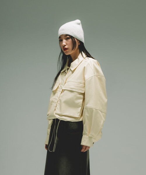 【美品】フェイクレザーショートブルゾン ブラウン フリーサイズ FREAK'S STORE ブルゾン アウター フェイクレザー ショート