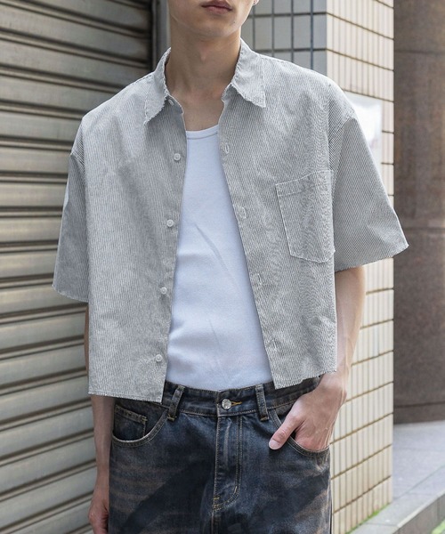 【セール】3.3 Field Trip／ショートストライプショートシャツ（シャツ/ブラウス）｜3.3 Field Trip （3.3フィールドトリップ） 5,803円