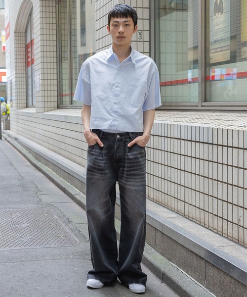 3.3 Field Trip （3.3フィールドトリップ）の「3.3 Field Trip／ショートストライプショートシャツ（シャツ/ブラウス・メンズ・ブラック/ライトブルー・FREE）」の4枚目の写真