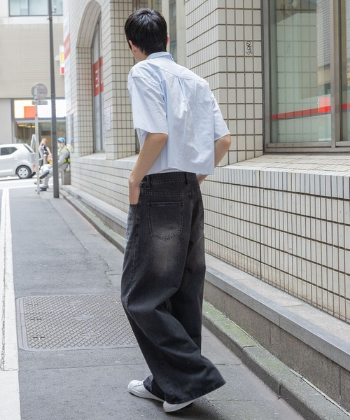 3.3 Field Trip （3.3フィールドトリップ）の「3.3 Field Trip／ショートストライプショートシャツ（シャツ/ブラウス・メンズ・ブラック/ライトブルー・FREE）」の5枚目の写真