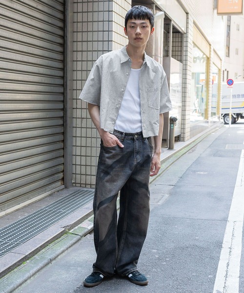 3.3 Field Trip （3.3フィールドトリップ）の「3.3 Field Trip／ショートストライプショートシャツ（シャツ/ブラウス・メンズ・ブラック/ライトブルー・FREE）」の9枚目の写真