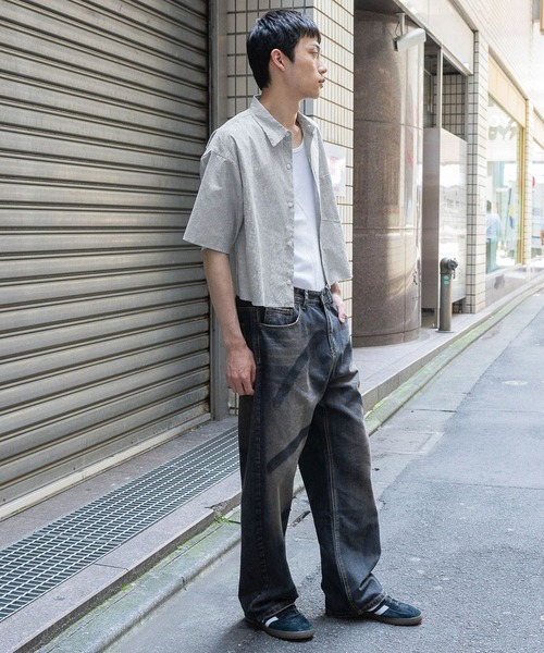 3.3 Field Trip （3.3フィールドトリップ）の「3.3 Field Trip／ショートストライプショートシャツ（シャツ/ブラウス・メンズ・ブラック/ライトブルー・FREE）」の10枚目の写真